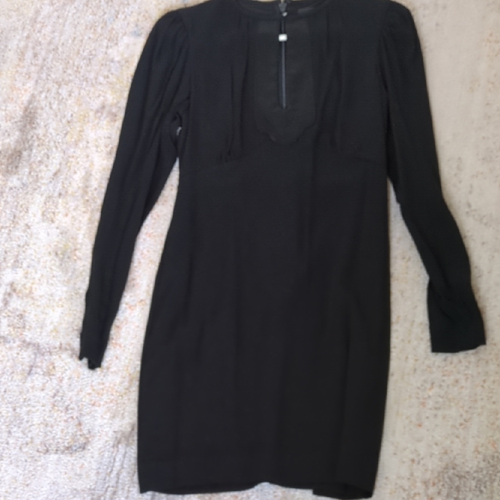 Nicole Miller Black Sheath Dress with Bishop Sleeves